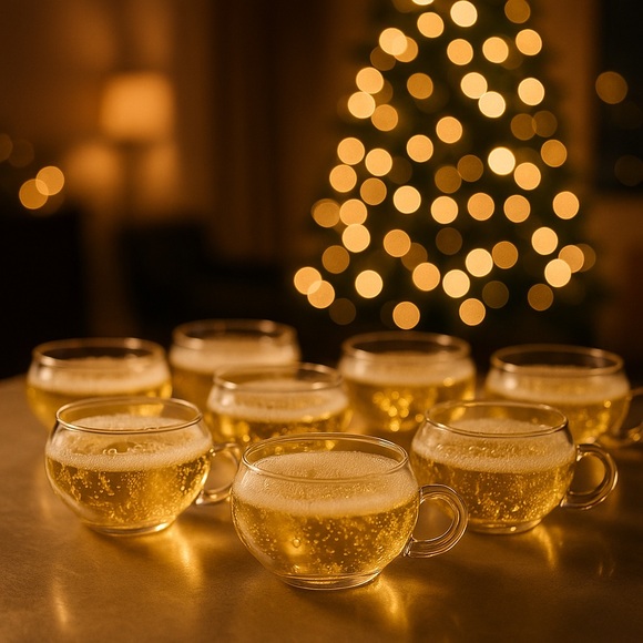 Vintage Riekes-Crisa Moderno hand-blown clear glass punch coupe cup SET of 9 - Picture 8 of 8